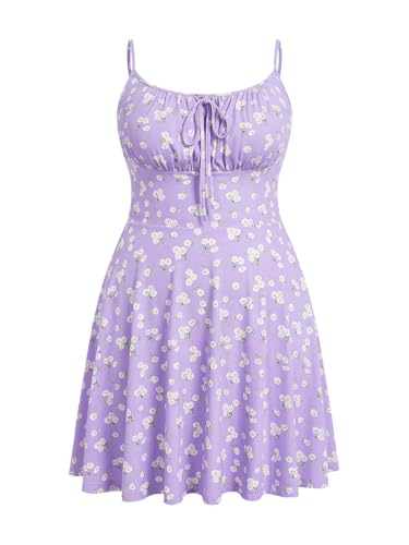 Image of Verdusa Women's Plus Size Floral Summer Dresses Boho Short Sundress Holiday Cami Flowy Dress