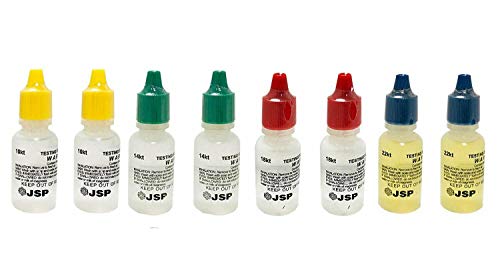 8 PC JSP Gold Testing Acid Solutions 10K 14K 18K 22K - 2 Bottles Each