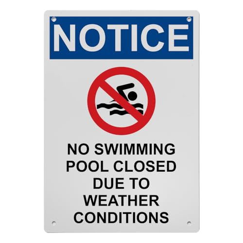 OSHA No Swimming Pool Closed Sign, 8.5 x 11 in