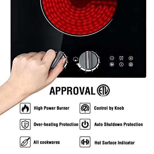 Eelectric Cooktop 12inch, ECOTOUCH 2 Burner Radiant