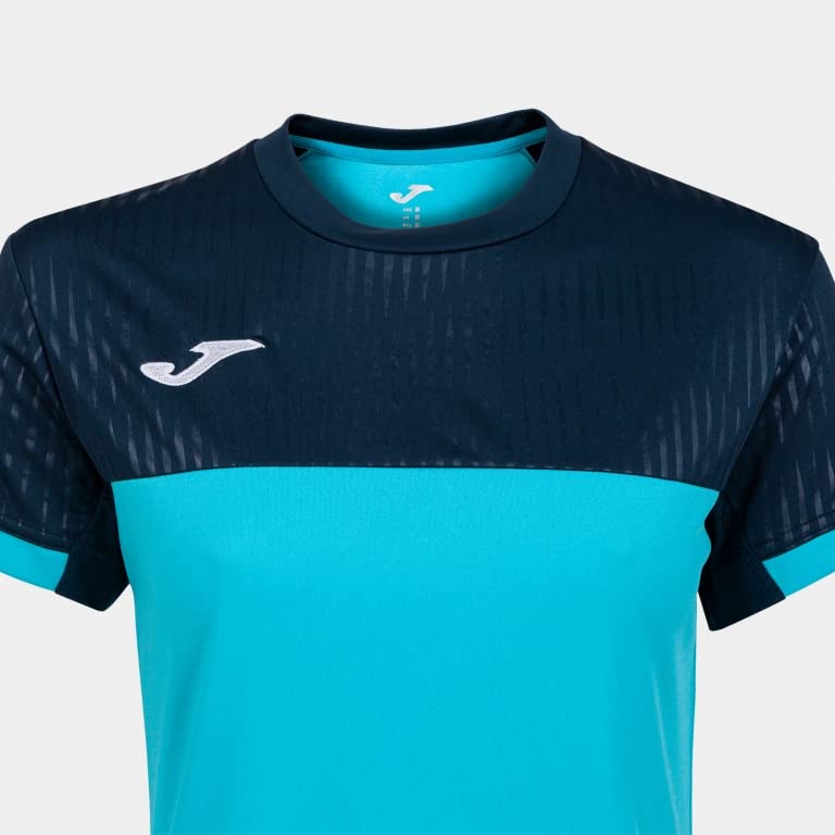Joma Damen Kurzarm Montreal T-Shirt, Türkis, fluoreszierend, Marineblau, L – Ansicht 5