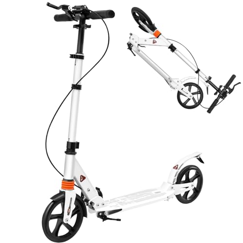 Klappbarer Roller, Cityroller für bis zu 100kg, Geräuscharmer Aluminium-Roller, Höhenverstellbarer Klapproller, Erwachsene Tretroller, Tragbar Scooter mit Ständer, Kotflügel und Reflektorplatte