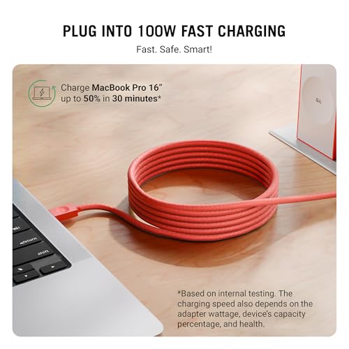 Image of DailyObjects POP 100W Kevlar Core Magnetic Charging Cable | USB Type-C| Fast Charging, 480Mbps Data Transfer | Compatible with Android & iOS Smartphones, Earphones, Tablet /Ipads, Macbook - Red