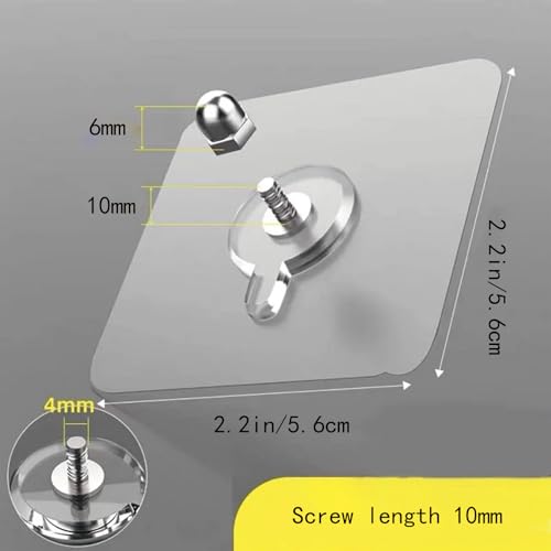 Image of 20 PCS Adhesive Hooks Heavy Duty, Screw Free Sticker, Seamless Screws for Wall Mount, No-Trace Sticker Frame Hangers Without Nails for Mount Wall Shelf,for Kitchen,Home,Office(10mm)