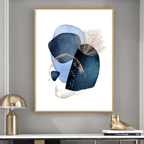 Tableau bleu abstrait géométrique 50x70 cm pour décoration salon - 3