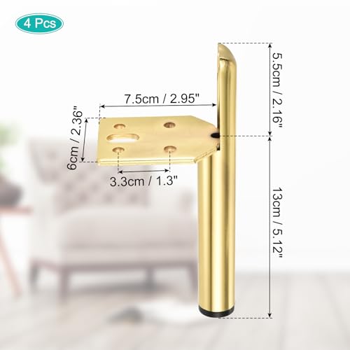 Uxcell 4PCS Metal Furniture Leg Replacement Couch Legs Cabinet Feet Black Modern Furniture Legs DIY Sofa Feet with Screws for Cupboard Table (5 Inch - Image 2