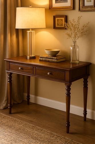 Sheesham Wood Study Desk With 2 Drawers Compact Writing Desk, 39Â...