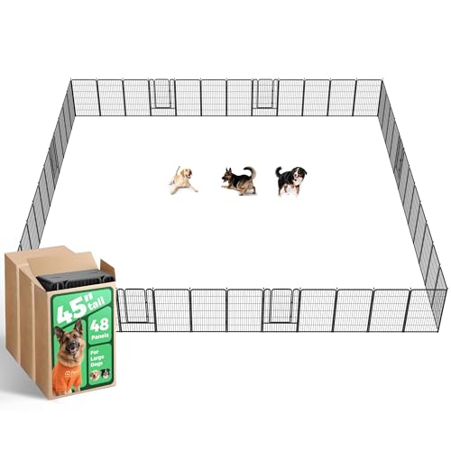 Image of FXW Rollick Unleashed Dog Playpen for Indoor, Yard, RV Camping, 45 inch 48 Panels for Large Dogs, Black│Patented