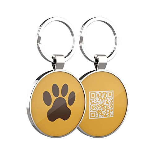 DISONTAG QR Code Hundemarke ID Personalisierte Soziale Online Seite-Kostenlos Online Haustier Profil-Modifizierbar-Kontrolle der Privatsphäre-Keine APP Erforderlich(Rund)