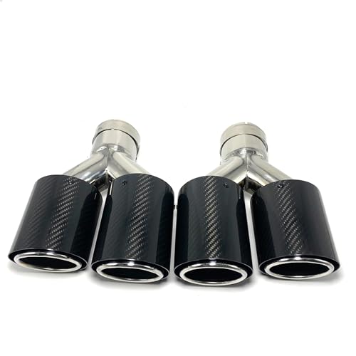 Escape de coche en fibra de carbono brillante con doble punta y cuatro boquillas universales
