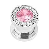 Taffstyle Túnel de acero inoxidable | tapón de rosca Multi Zirconia cristal, Acero inoxidable Cristal Circonia cúbica