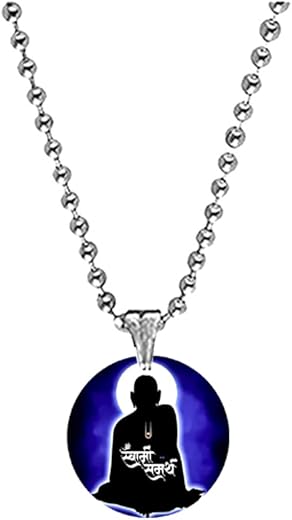 AFH Lord Shree Swami Samartha Black Acrylic Pendant with Bead Chain for Men and Women | Spiritual Pendant | Devotional Jew...