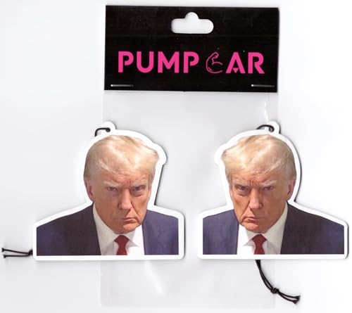 Image of PumpCar car air freshener 2-piece double-sided president donnie mugshot hanging cherry-scented for rearview mirror Car Interior Accessories Household Gifts