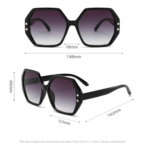 Retro Polygon Square Sunglasses Women Vintage Hexagon Shades Oversized Rivets Sun Glasses Trendy UV400 Glasses for Unisex4