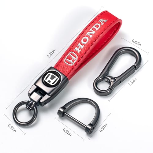 Image of Leather Car Keychain Key Ring for Men and Woean, Key Fob Car Accessories Family Present(red)