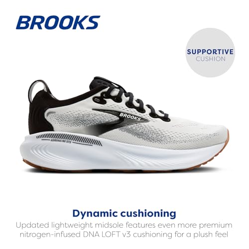 Brooks Men’s Adrenaline GTS 25 Supportive Running & Walking Shoe - White/Black/White - 14 Medium by Brooks - Image 2