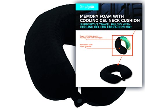 Simply BGNC01 Memory Foam with Cooling Gel Neck Cushion, Reduce Pressure On The Neck, Use in Car Home Wheelchairs Travelling Watching Tv or Reading, Black
