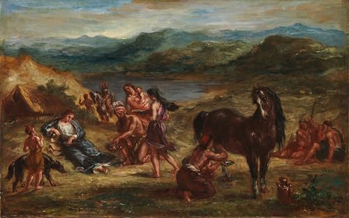 Affiche toile Ovide chez les Scythes Delacroix pour salon élégant 60x90cm