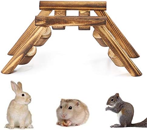 HUAhuako Small Animals Bridge, Wooden Climbing Ladder Exercise Game Stairs Toy for Pet Hamster Mouse Bird Wood Color