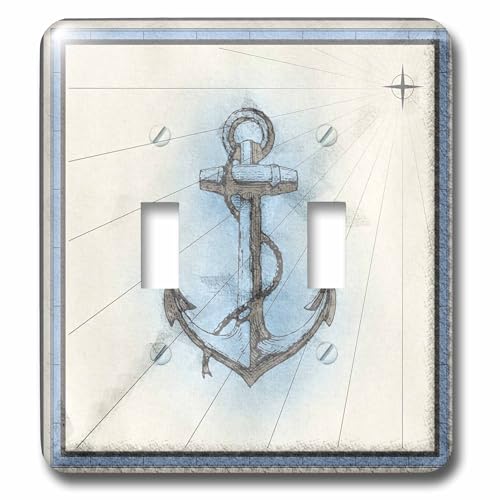Double plaque interrupteur ancre de bateau finition graphique 3dRose