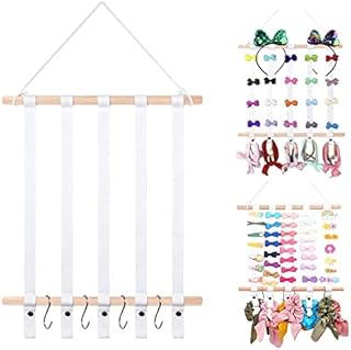 Hair Bow Holder Organizer for Girls, Hair Clips Headband Hair Ties Organizer Storage Hanger Rack Wall Hanging Home Decor(White)