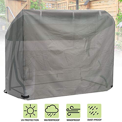 iiSPORT Garden Swing Covers, Waterproof Outdoor Swing Seats 3 Seater Cover Heavy Duty Extra Large Reinforced 600D Oxford Outdoor Garden Hammock Cover - 220 x 170 x 125cm