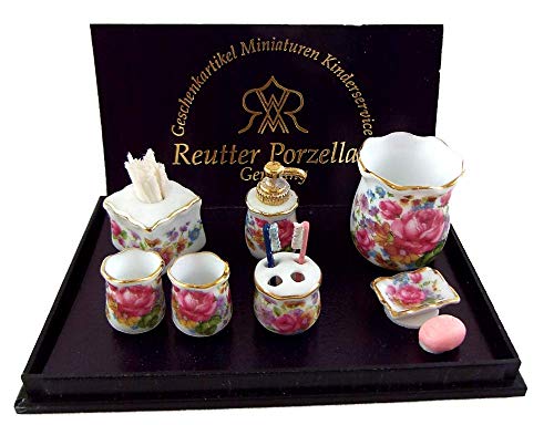  Casa delle Bambole Dresden Rosa Accessorio per Bagno Set Reutter Porcellana Miniatura