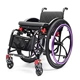 Sports Wheelchair,Transport Wheelchair Lightweight Foldable with Double Brake, Self-propelled Aluminum Alloy Portable Manual Wheel Chair with Anti-Tip Wheels