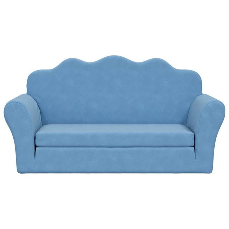 Eleganz Sofá cama infantil de 2 plazas, color azul – Sofá de felpa suave para habitación infantil | Acogedor sofá cama para bebés y niños pequeños | 100% poliéster | Cómodo y fácil de limpiar