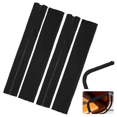 2 Pairs Office Chair Armrest Covers, Zipper Chair Slipcover, Office Removable Arm Rest Covering, Stretch Chair Armrest Covers, Office Seat Hand Rest Protector, Arm Covers Protectors for Office(Black)