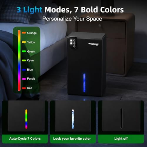 Image of 98 OZ Small Dehumidifier for Home 1000 Sq Ft, Quiet Dehumidifier with Drain Hose, Auto Shut-Off, Sleep Mode, 7-Color Light for Basement, Bedroom, Bathroom, Closet, RV (Black)