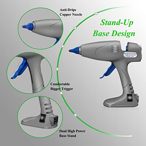 Image of Full Size Hot Glue Gun, MONVICT 120W&80W Glue Guns Dual Temp Large Industry Glue Gun, Corded Detachable Cord Use Stand-Up Base Anti-drip Hot Melt Glue Gun with 12 Glue Sticks for Art DIY Craft Repair