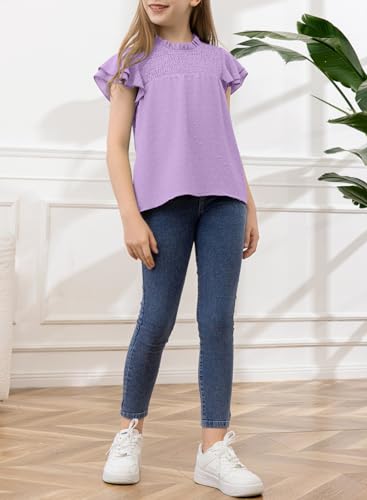 Image of bilbean Girls Elegant Polked Swiss Dot Long Sleeve Shirts Tops 6-15 Years