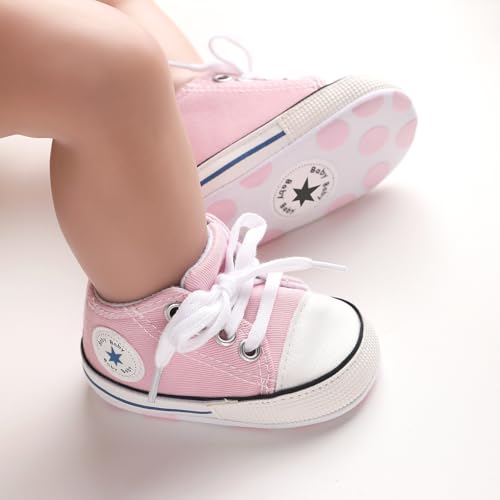 image for KKIIDDSS Unisex Baby Girls Boys Canvas High-top Shoes, Newborn Infant 