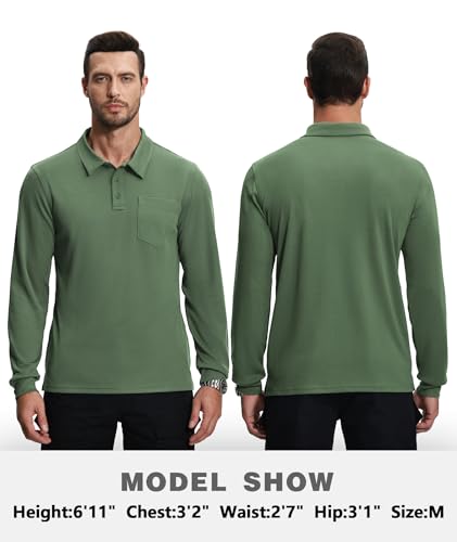 SWISSWELL 3 Pack Long Sleeve Polo Shirts for Men Moisture Wicking Work Collared Shirt with Pocket3