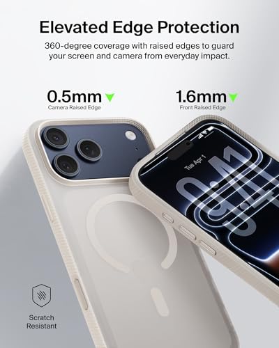 Image of Belkin Case for iPhone 17 PRO MAX MagSafe Compatible - SheerForce Magnetic Phone Cover - Slim, Shockproof, Anti-Yellowing, Drop Protection - Sand