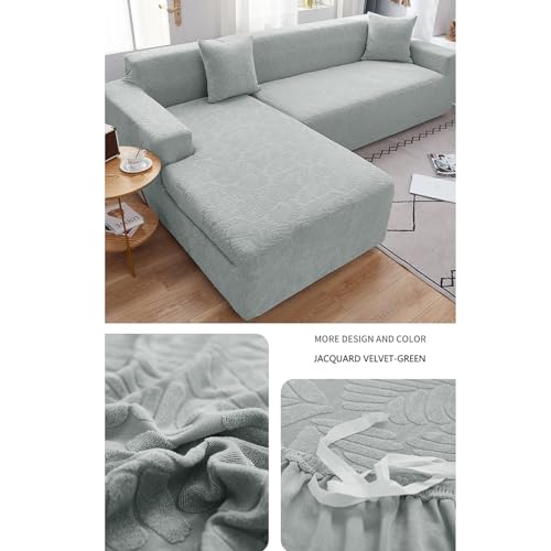 Housse de canapé d'angle en forme de L extensible en velours premium - 3