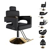 Makaseiya Heavy Duty Barber Chair for Hair Stylist,Professional Hair Salon Stool with Footrest,Adjustable Seat Height 34-40' Barber Beauty Equipment for Hair Stylist Spa Shampoo