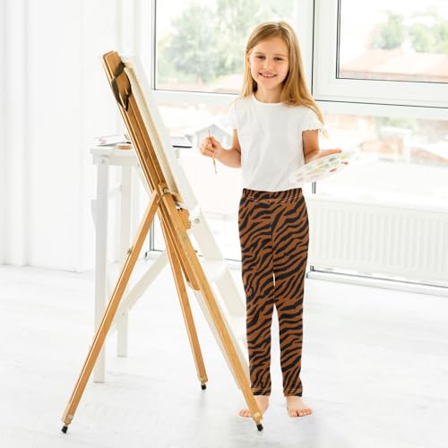 ALAZA Girls' Leggings Children's Yoga Pants Skinny Printed Dance Tiger Skin Print Comfortable 4T4