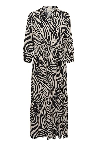 Cream Kleid CRAlora Damen Kleid 3/4 Arm Print Maxikleid Casual Maxi A-Linie Boho S/M, Wild Animal Stripes
