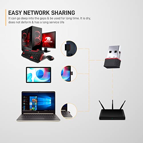 USB WiFi Adapter 950Mbps Wireless Network Dongle for PC/Laptop, Single Band 2.4GHz Compatible with Windows 10/8/7, Mac OS, with Driver CD, WPA/WPA2 Secure - Image 3