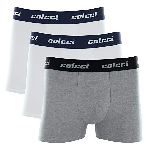 Kit 3Cueca Boxer Cot Elast , Colcci, Masculino, Branco/Branco/Cinza, P