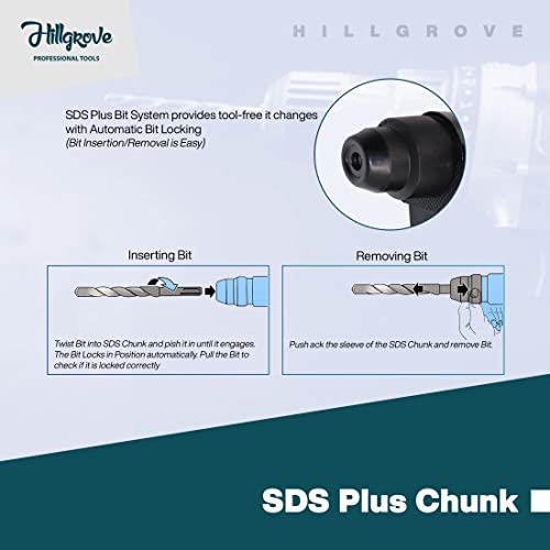 Image of Hillgrove HGCM999M3 All Purpose 20mm Hammer Impact Drill Machine Forward /Reverse Rotation with 3 Bits for Making Holes in Metal /Wood /Concrete Hammer Drill (20 mm Chuck Size, 750 W)