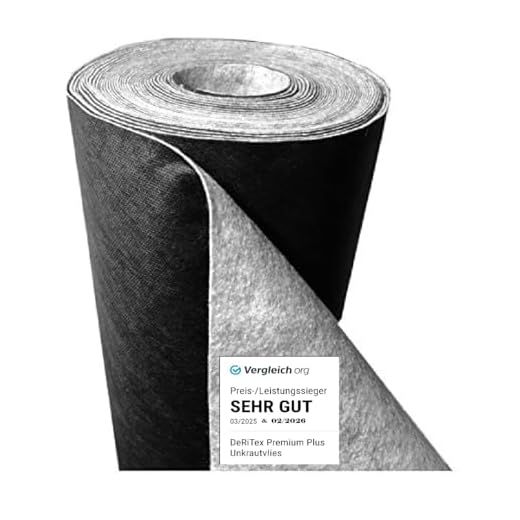 DeRiTex 180 g/m² - Unkrautvlies bzw. Unkrautschutzvlies „Premium Plus“ (L) 25 m x (B) 1,0 m
