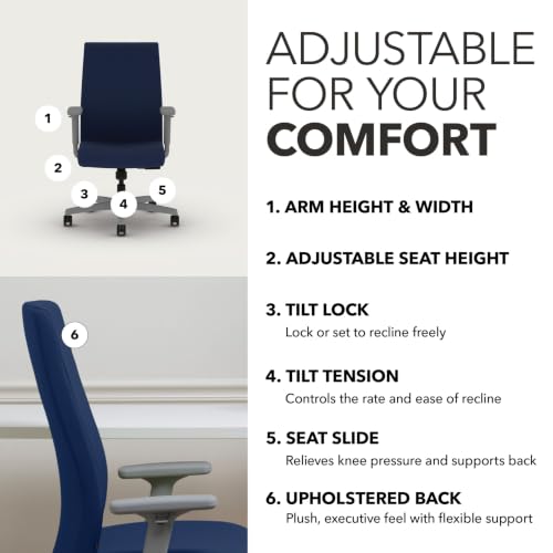 Image of HON Ignition 2.0 Ergonomic Office Chair, Lumbar Support, Desk Chair, Indigo