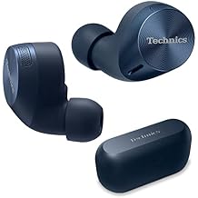 Technics HiFi True Wireless Multipoint Bluetooth Earbuds with Noise Cancelling, 3 Device Multipoint Connectivity, Wireless Charging, Impressive Call Quality, LDAC Compatible - EAH-AZ60M2-A Blue
