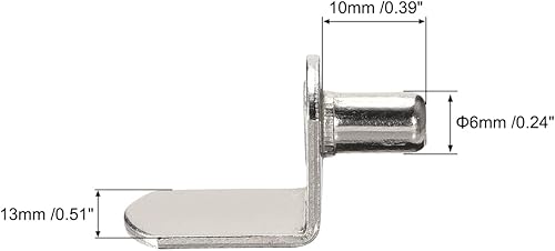Miniatura 2 de uxcell Clavija de soporte para estante, soporte en forma de L de 0.236 pulgadas, clavijas de soporte de estante de armario de muebles, para muebles