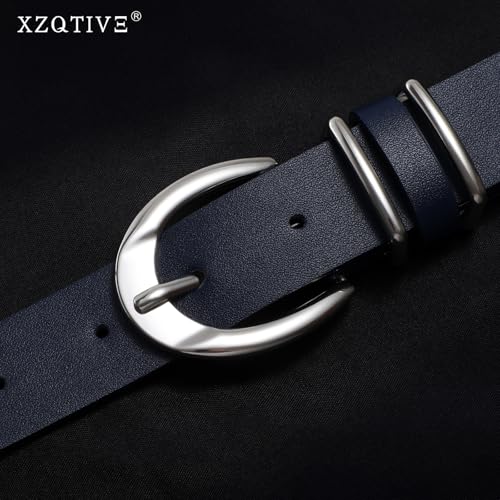 XZQTIVE Women's Leather Belts for Jeans Pants Dresses, Fashion Black Brown Gold Silver Buckle Design3