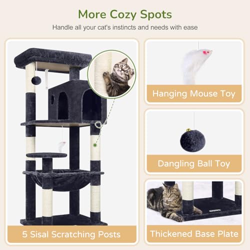 Modern Cat Tree Tower with Cozy Condo for Indoor Cats - Image 6