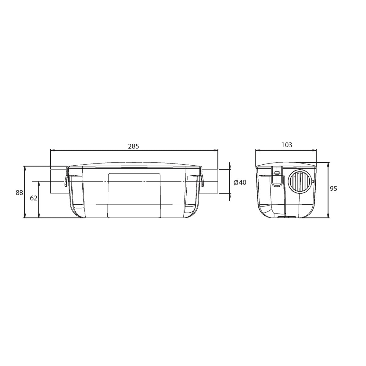 SFA Sanineutral Neutraliseur De Condensats Pour Chaudières 2 Entrées Compact 28,5 x 10,3 x 9,5 cm